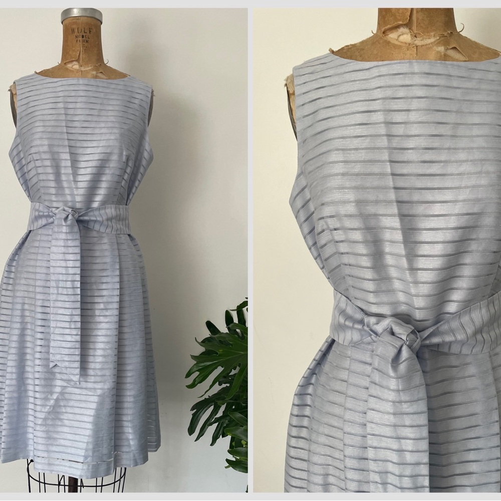 Anne Klein powder blue sleeveless dress shadow stripe Spring Summer weddings 8